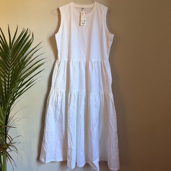 Uniqlo White Sleeveless Midi Dress NWT cotton 100% - Picture 5 of 14